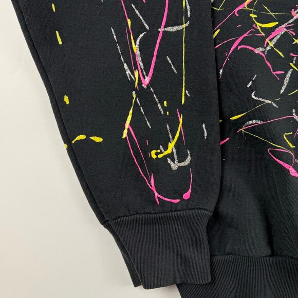 Vintage Abstract Splatter Paint Artist Yellow Pink Black 90s Crewneck Size XL - Picture 3 of 8